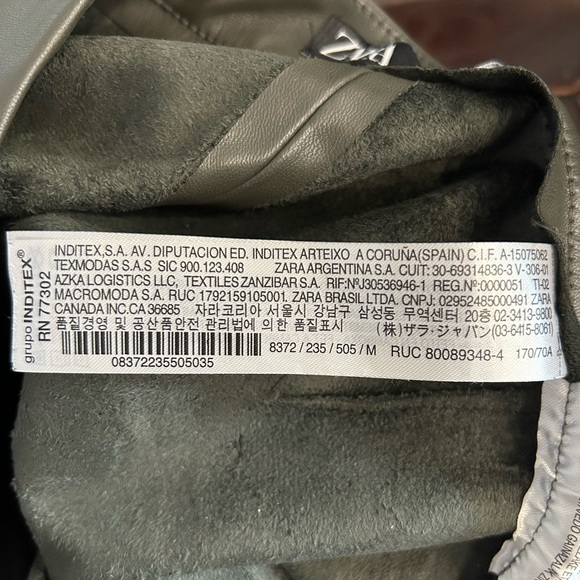 Olive Faux Leather Women Zara High Rise Ankle Zip Skinny Pants Size Medium - Picture 9 of 9